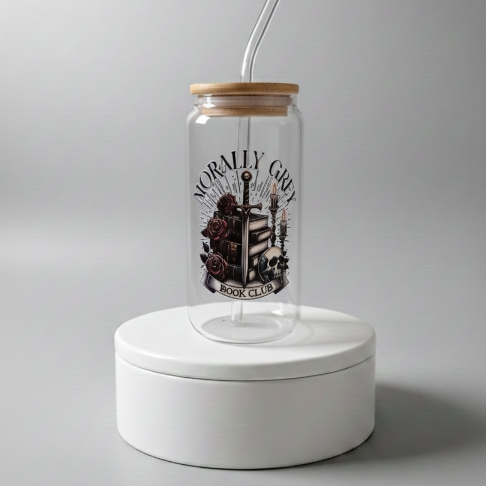 NEW Morally Grey 16 Oz Glass Tumbler